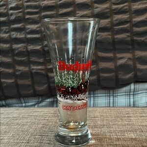Budweiser Clydesdales Pint Glass with Red and Green Accents